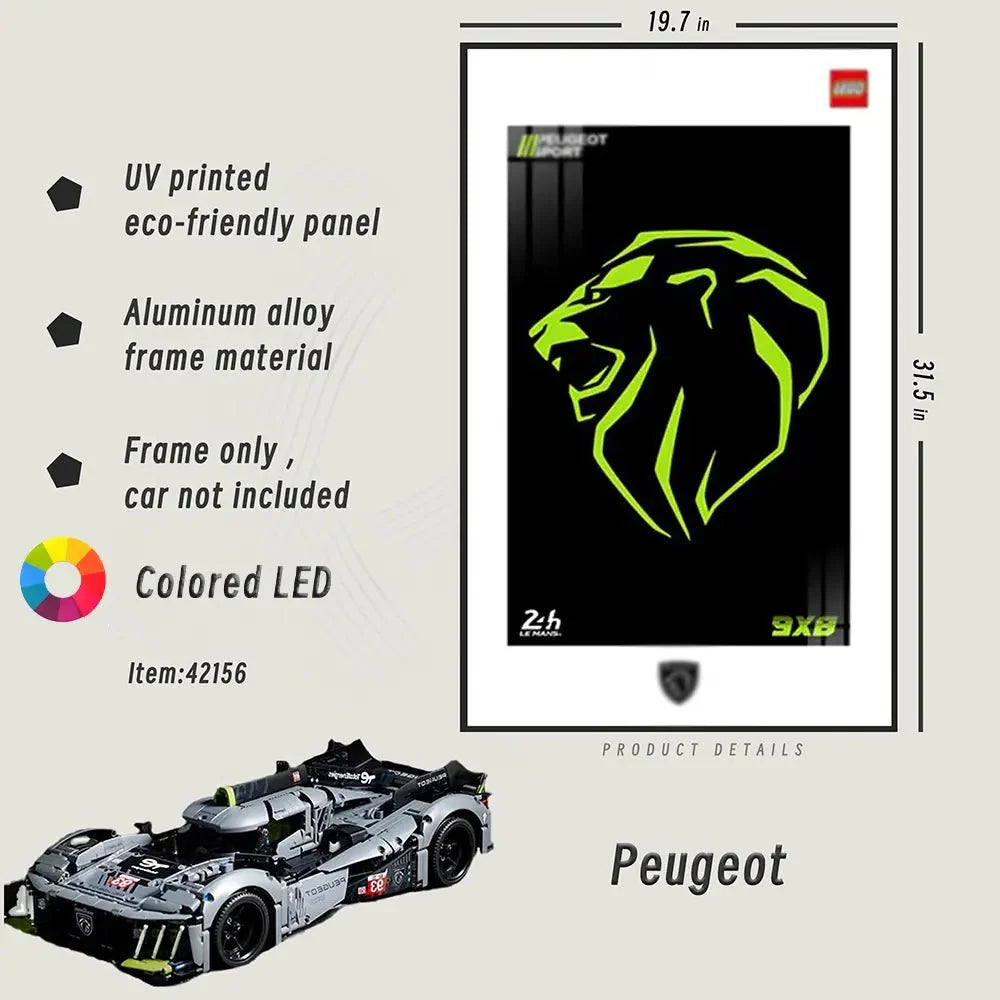 LED Wall Display Frame for LEGO® Peugeot 42156