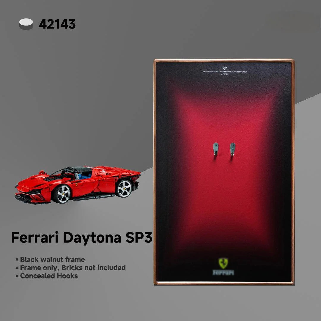Luxury LEGO® Technic™ Display Frame – Custom Black Walnut Wood for Supercar Sets