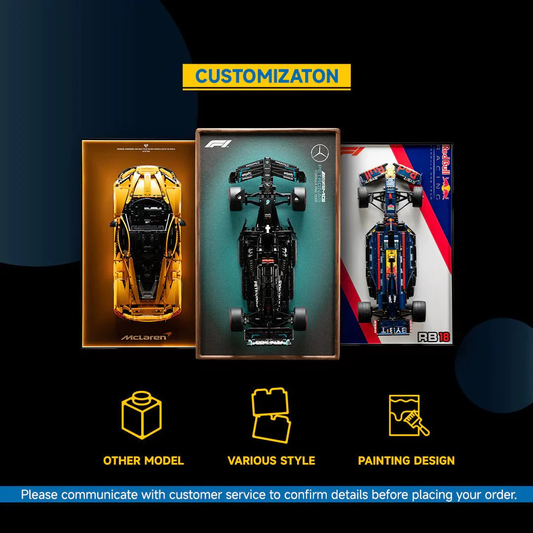 Luxury LEGO® Technic™ Display Frame – Custom Black Walnut Wood for Supercar Sets