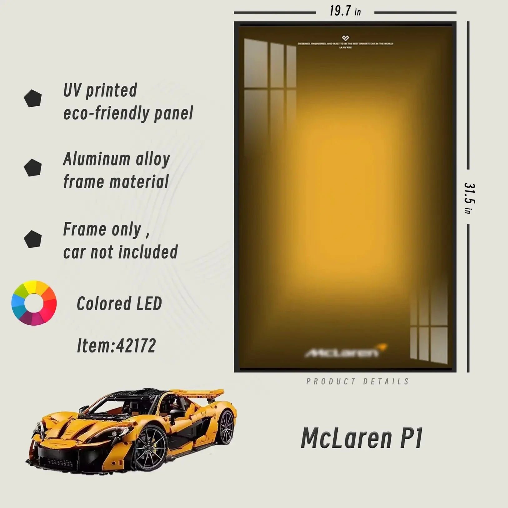 Premium Wall Display Frame for LEGO® 42172 McLaren P1