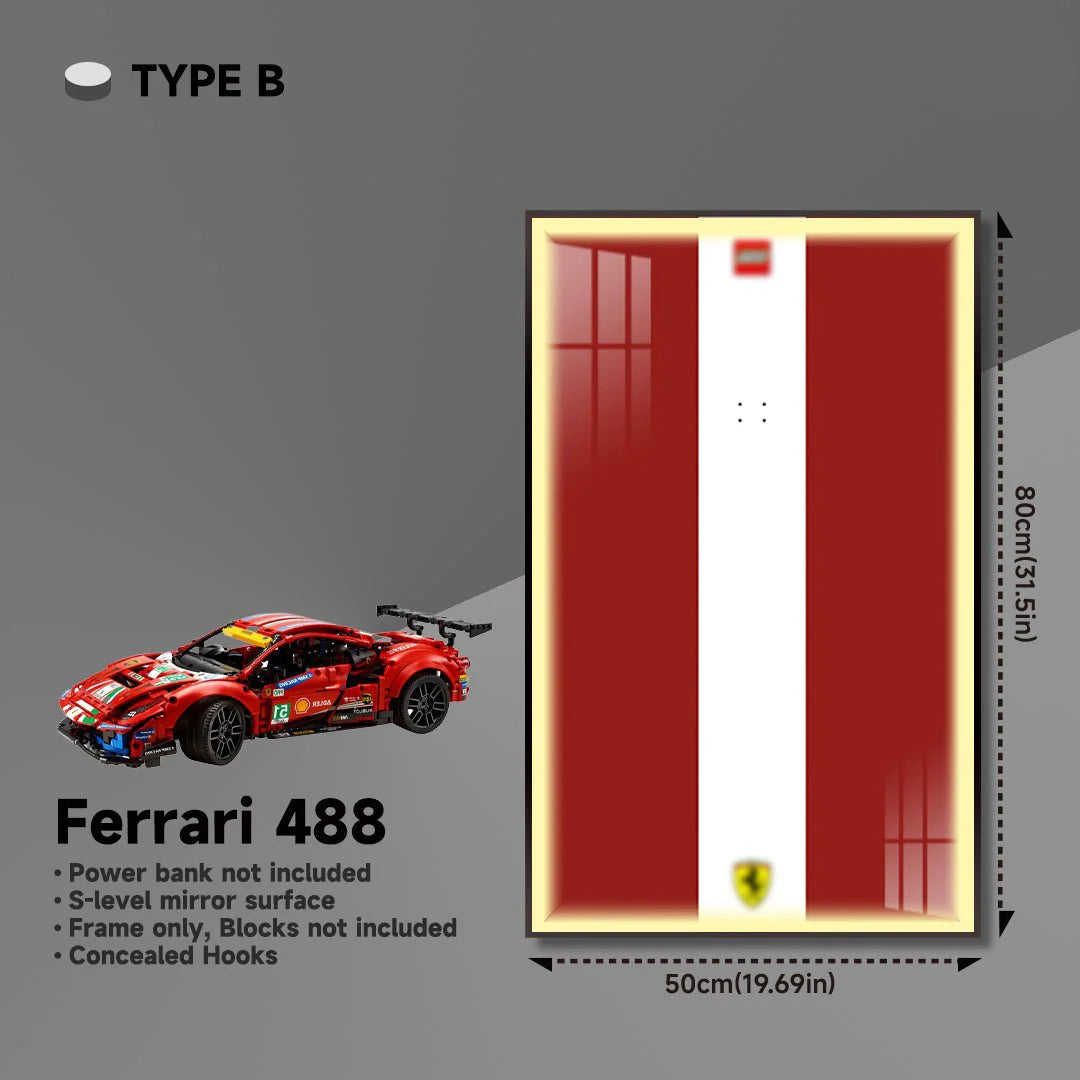 Premium Wall Mount Display Frame for LEGO® Technic™ Ferrari 488 GTE 42125