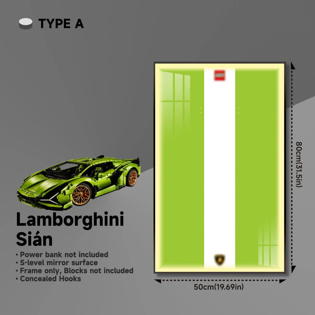 Premium Wall Mount Display Frame for LEGO® Technic™ Lamborghini Sian 42115