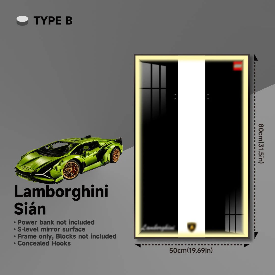 Premium Wall Mount Display Frame for LEGO® Technic™ Lamborghini Sian 42115