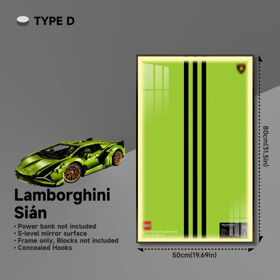 Premium Wall Mount Display Frame for LEGO® Technic™ Lamborghini Sian 42115