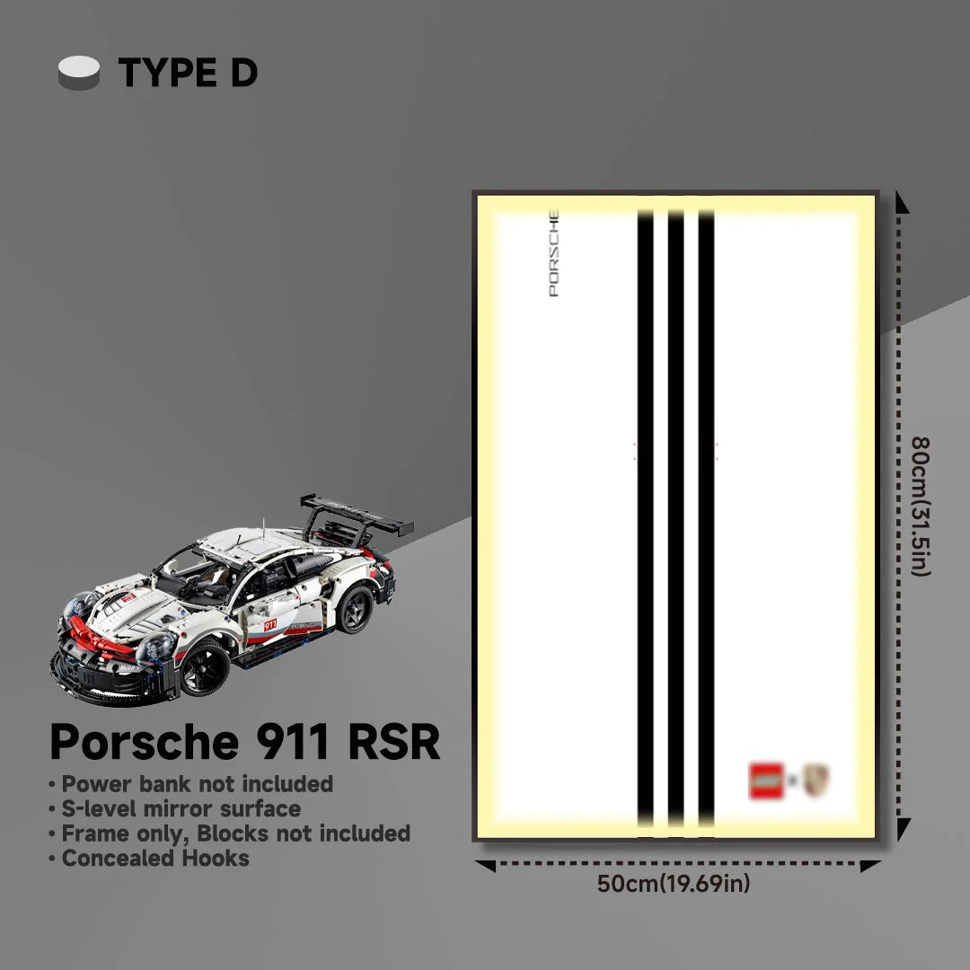 Premium Wall Mount Display Frame for LEGO® Technic™ Porsche 911 RSR 42096