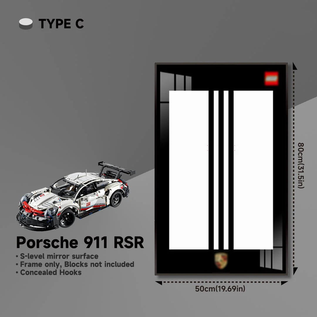 Premium Wall Mount Display Frame for LEGO® Technic™ Porsche 911 RSR 42096