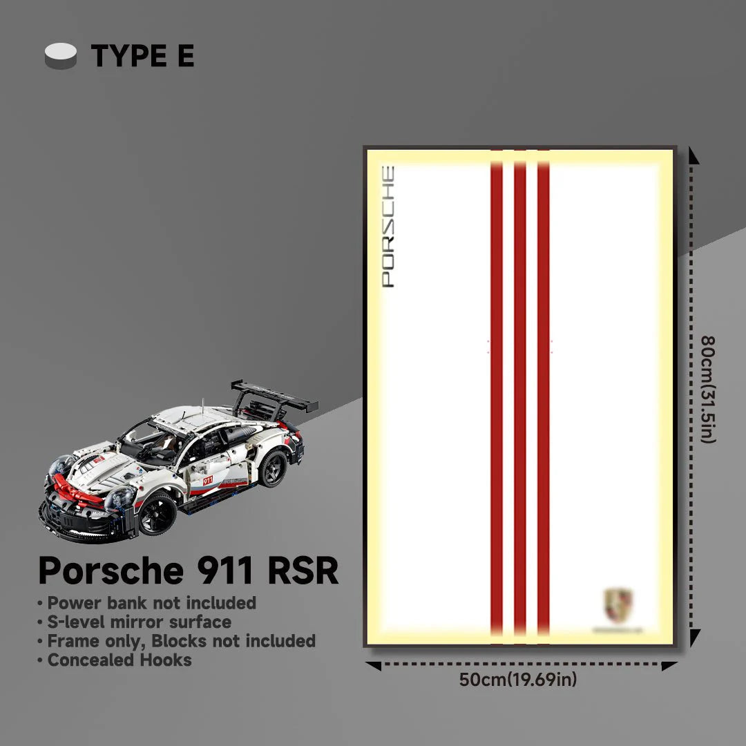 Premium Wall Mount Display Frame for LEGO® Technic™ Porsche 911 RSR 42096